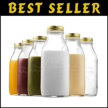 Load image into Gallery viewer, Versatile 6-Pack 1 Liter Glass Bottles with Airtight Lids - Ideal for Beverages