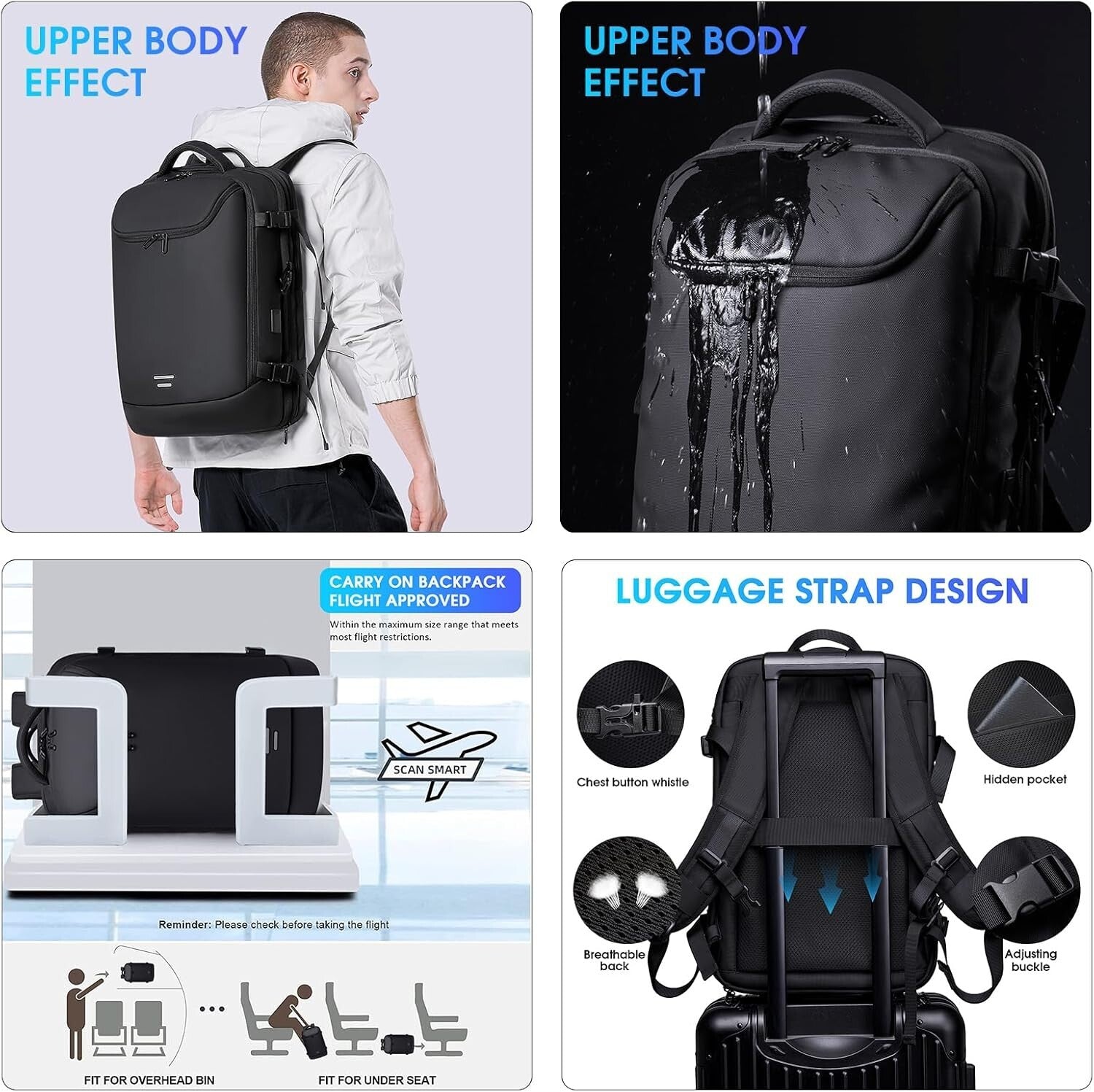 Versatile USB Charging Travel Backpack - 50L Expandable with Vacuum Compression