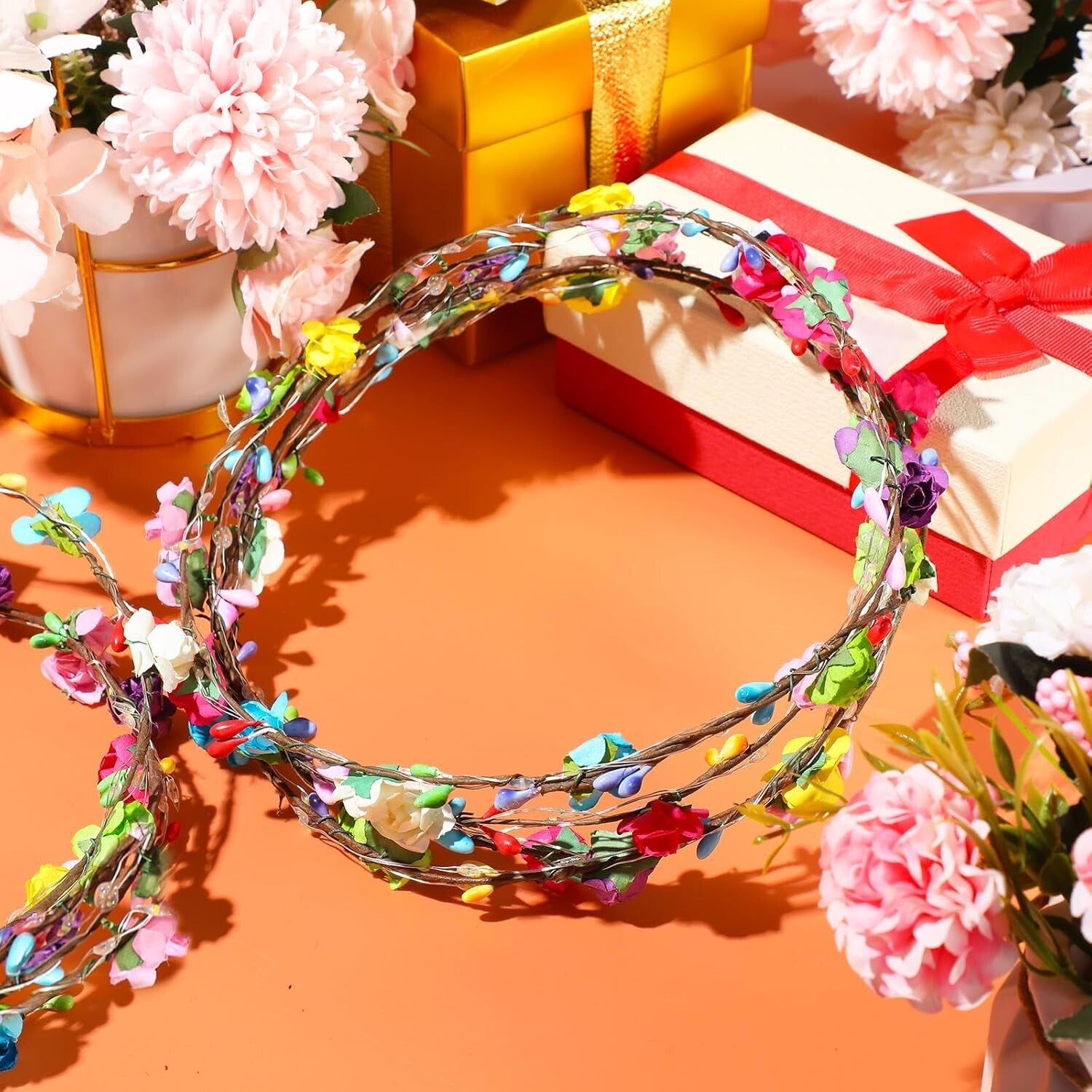Festive Luminous Flower Crowns - 64 Durable Headbands for All Celebrations