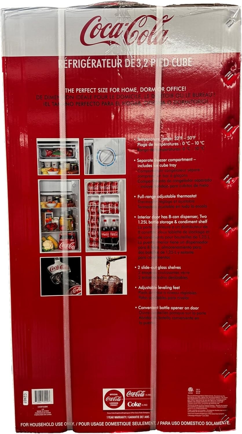 Energy Efficient Black 3.2 Cu. Ft. Fridge with Adjustable Thermostat & Shelves