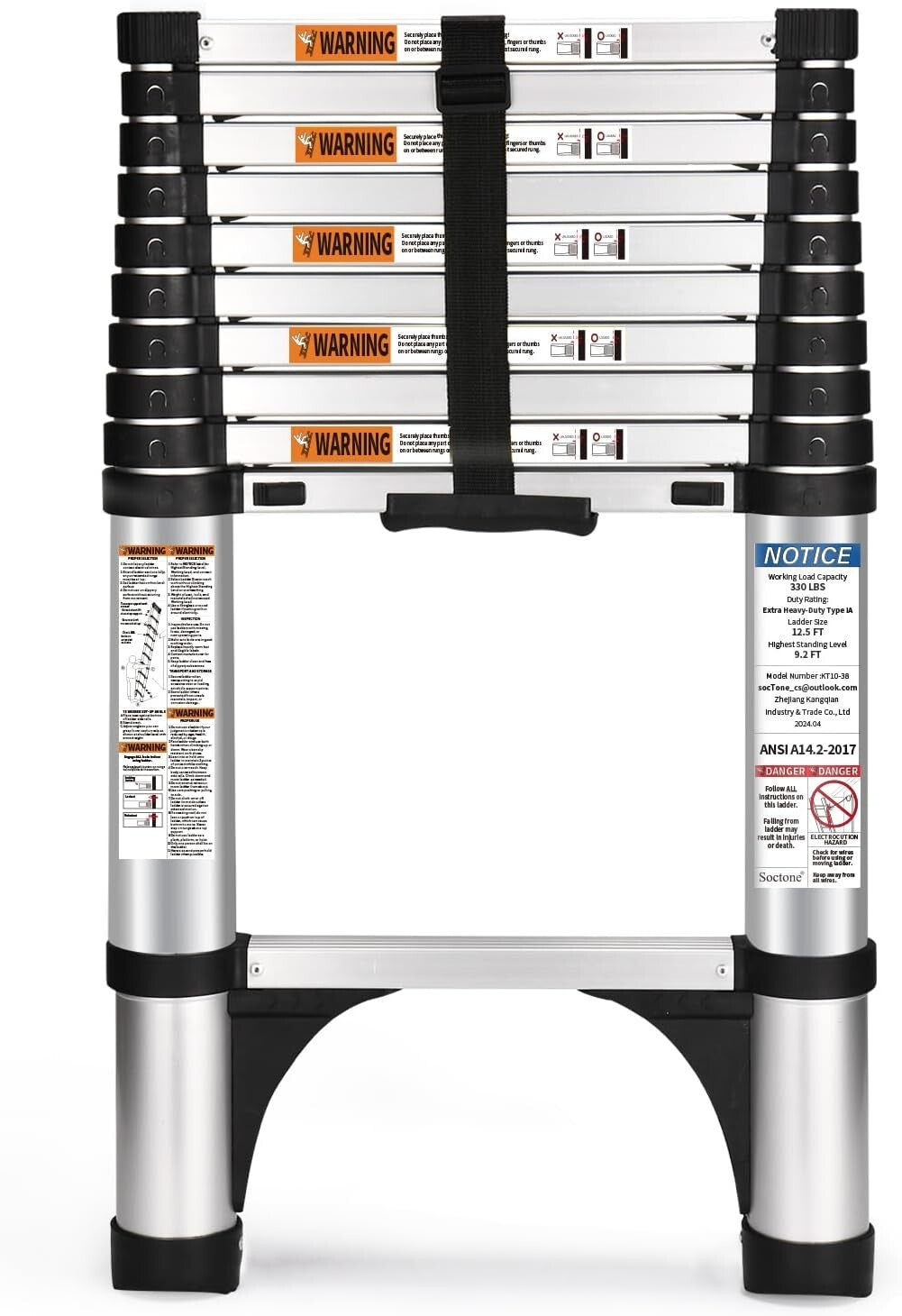 Portable Telescoping Ladder 10.5 FT, Easy Store & Transport with 2-Year Warranty