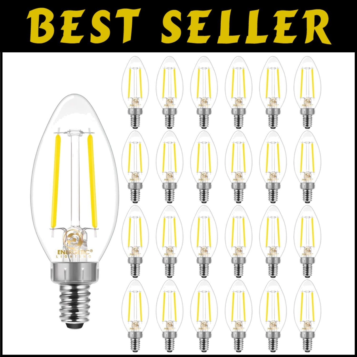 Energetic 24-Pack Dimmable LED Candelabra Bulbs B10, Daylight 5000K E12 Base
