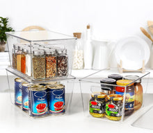 Load image into Gallery viewer, 8 Pack Stackable Clear Storage Bins with Handles - Perfect for Pantry &amp; Kitchen