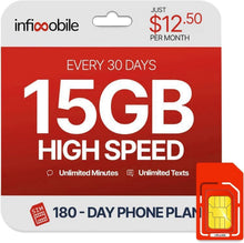 Load image into Gallery viewer, Reliable 12-Month Mobile Plan: 15GB High-Speed Data with Unlimited Talk/Text