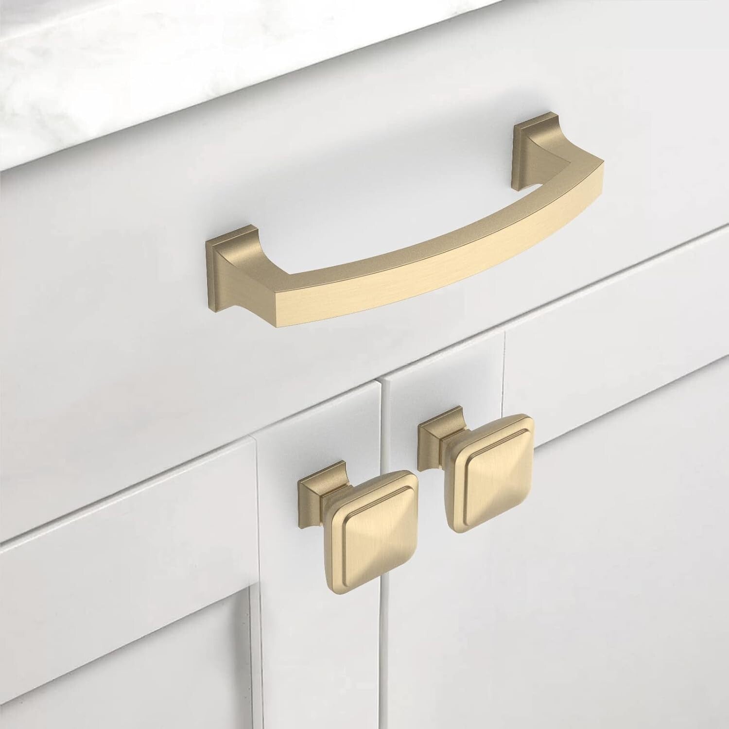 10-Pack Brushed Brass Kitchen Cabinet Handles - Easy Install & Elegant Finish