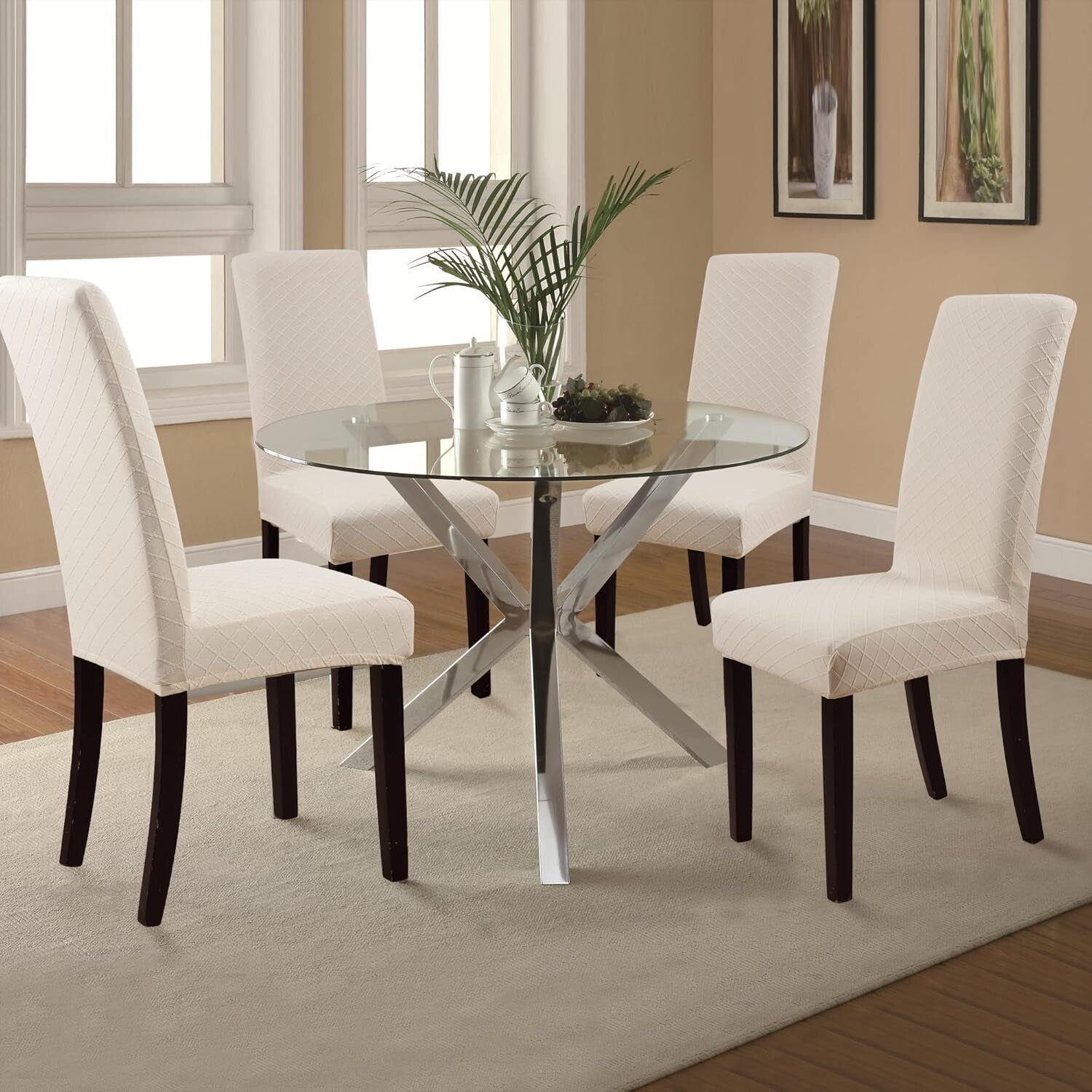 4 Pack Removable Washable Chair Covers - Elegant Stretch for Dining & Kitchen