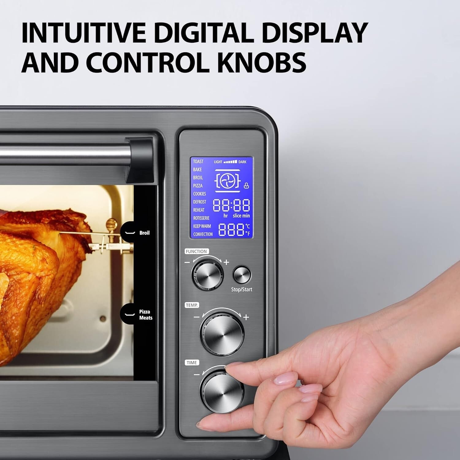 Family-Sized 1500W Convection Toaster Oven with 10 Functions and Accessories