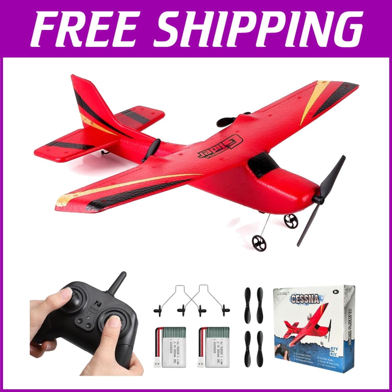 2 CH RC Airplane with Self-Stabilization - Enjoyable Glider for Kids & Beginners