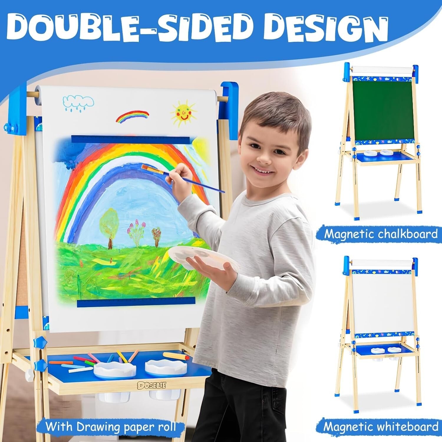 Fun & Sturdy Height-Adjustable Easel - Ideal for Little Artists Aged 4-10