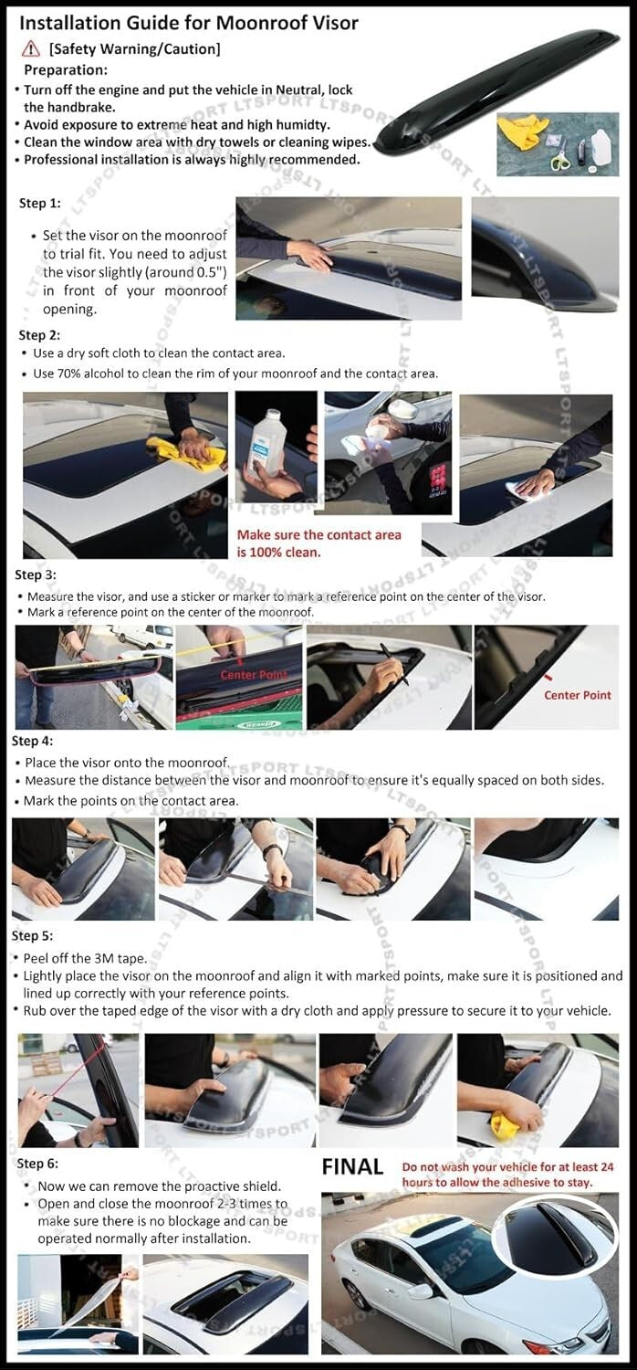 Universal 35-Inch Moonroof Visor - Elegant Sunroof Rain Guard & Wind Deflector