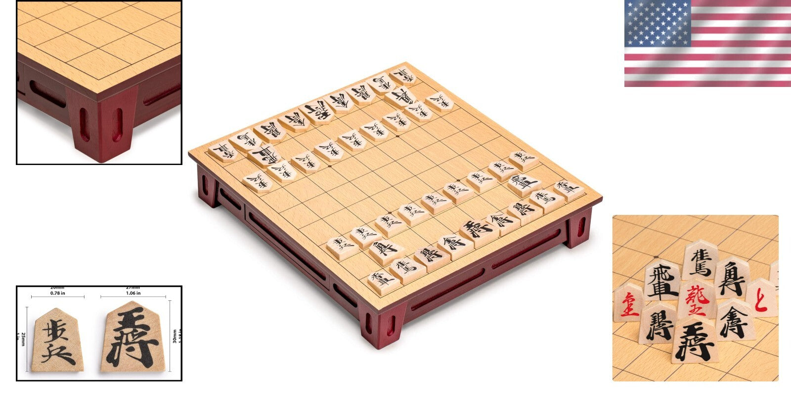 Deluxe Japanese Chess Game Set with Elegant Design and Koma Playing Pieces