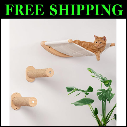 Sturdy Cat Wall Shelf with Steps - Perfect for Lounging & Climbing Adventures
