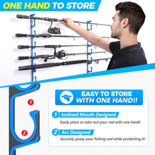 Load image into Gallery viewer, Innovative Wall or Ceiling Mounted Fishing Rod Rack - Holds 20 Rods Efficiently