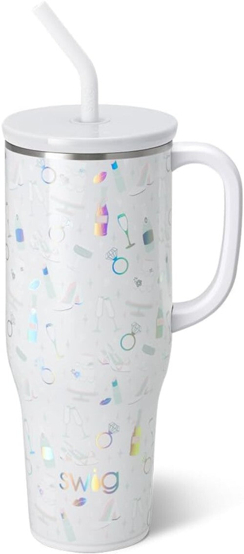 Sleek 40oz Insulated Tumbler for Brides - Includes Handle & Reusable Straw