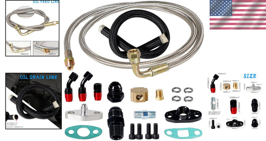 Complete Aluminum & Stainless Steel Oil Feed/Return Kit for Turbo Chargers