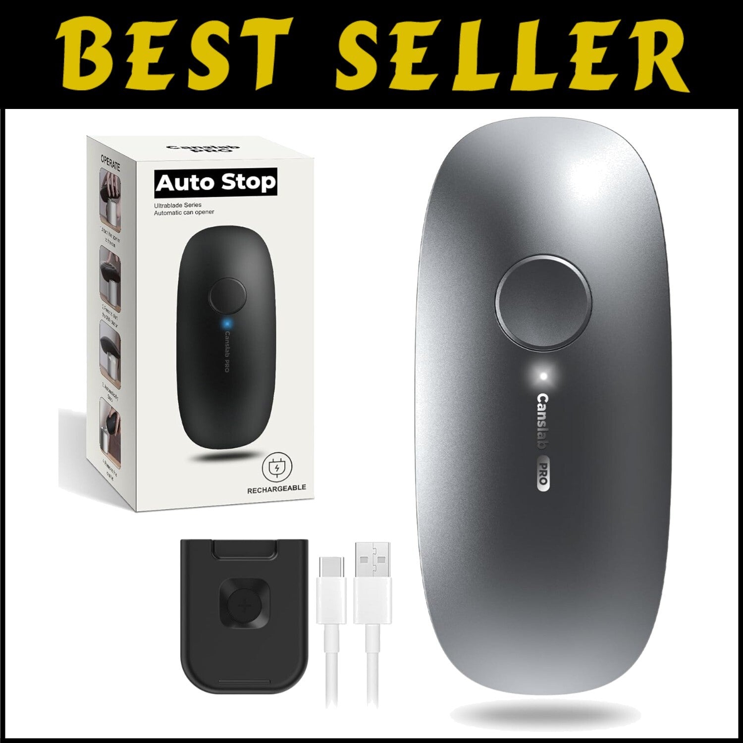 Compact Quiet Electric Can Opener - Ideal for Arthritis with Easy Storage