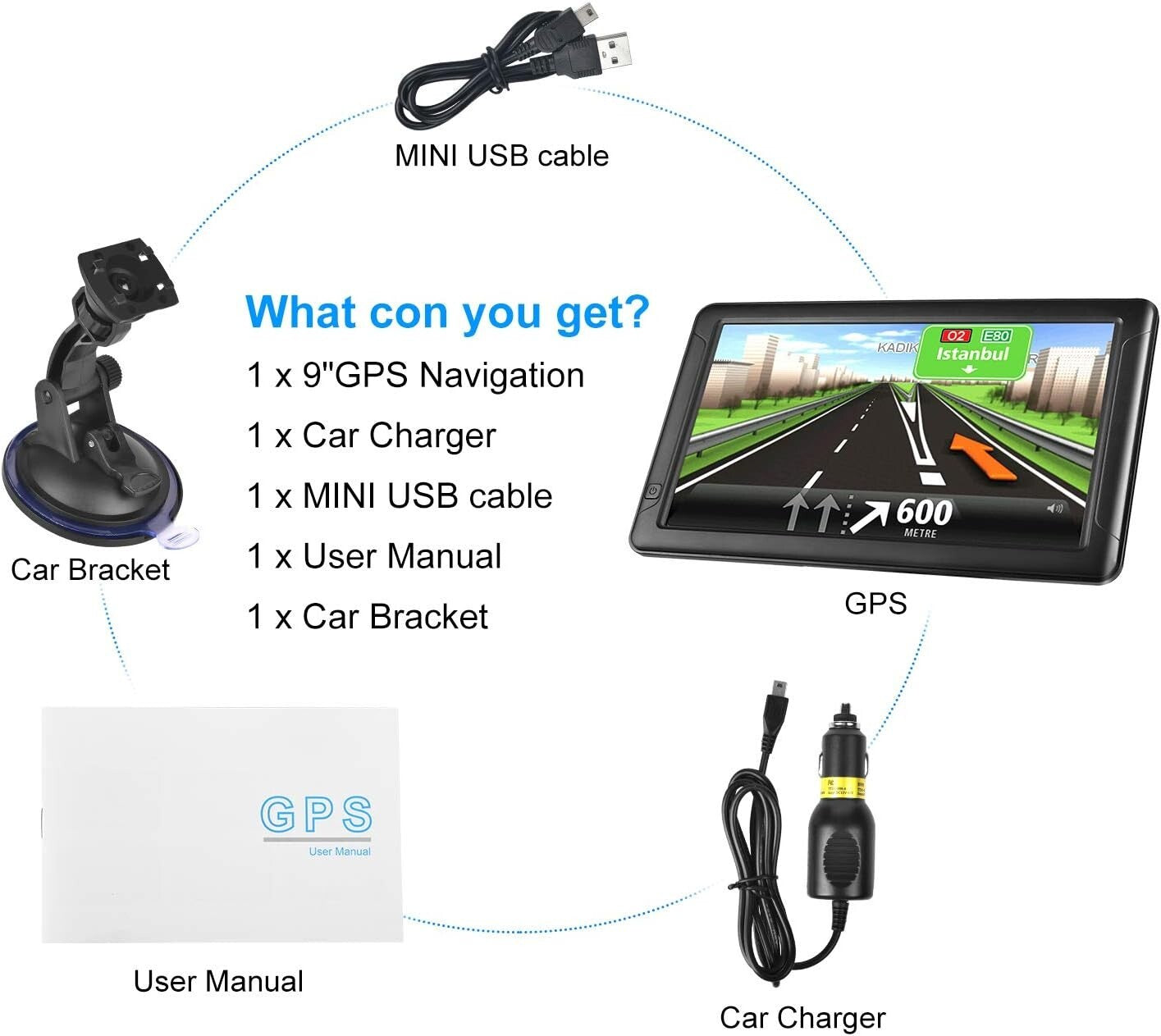 2025 Edition GPS Navigation with Lane Guidance for Cars, Trucks & RVs - 9 Inches