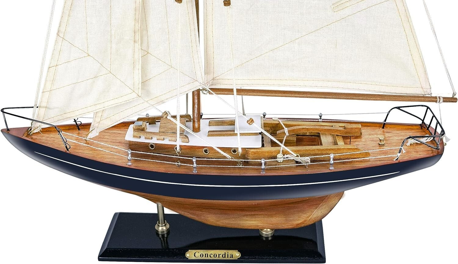 Beautifully Detailed Large Wooden Sailboat Model with Assembly Instruction