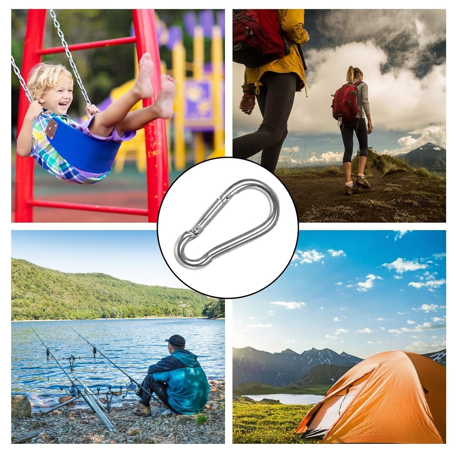 Portable 60-Pack M8 Carabiners with Screw Lock - Ideal for Camping and Hiking