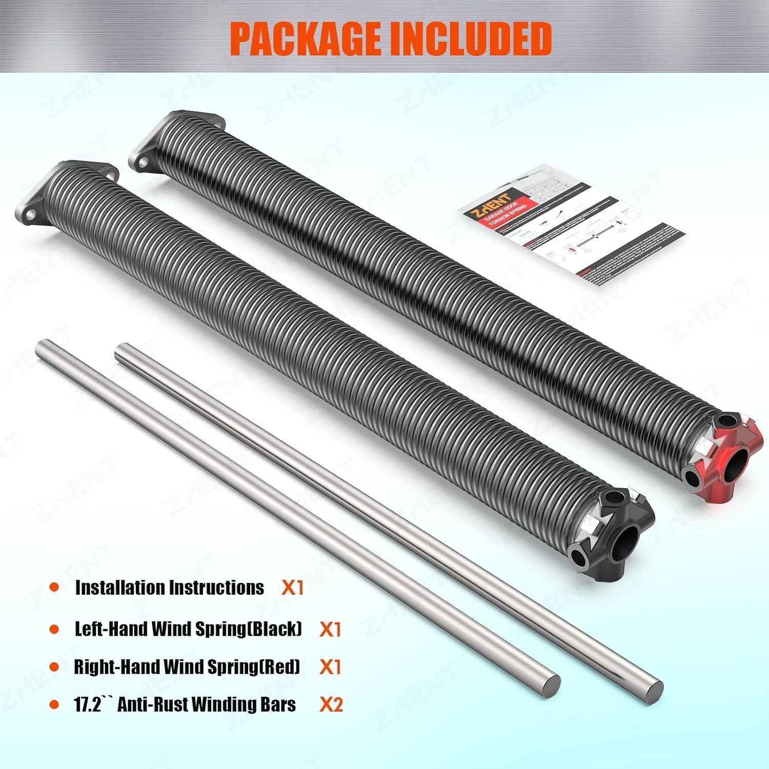 Coated Carbon Steel Torsion Springs with Winding Bars - Garage Door Enhancements
