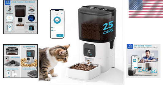 Smart WiFi Cat Feeder - Automatic 6L Portion Control & Alexa Compatible