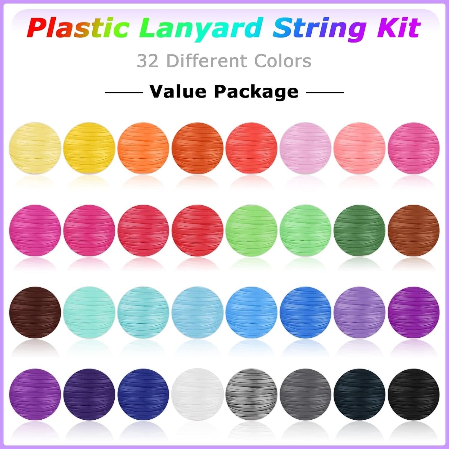Craft with 32 Rolls of Vibrant Lanyard Strings - Perfect for Jewelry Making