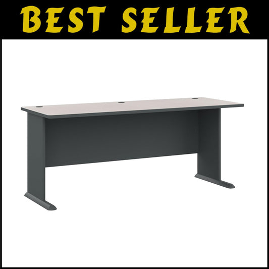 Bush 72W Executive Desk with Wire Management - Slate & White Spectrum Elegance