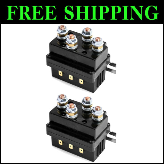 2-Pack 12V 500A Weather-Resistant Winch Relay Solenoids for ATVs and More