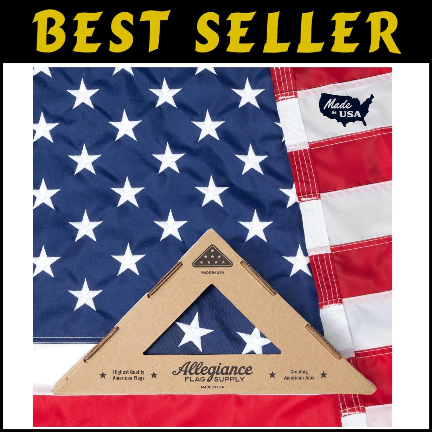 Outdoor 5' x 8' American Flag - Sewn Stripes, Embroidered Stars, Made in America