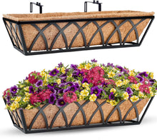 Load image into Gallery viewer, Set of 2: 24-Inch Metal Hanging Planters with Coco Liners for Outdoor Gardens