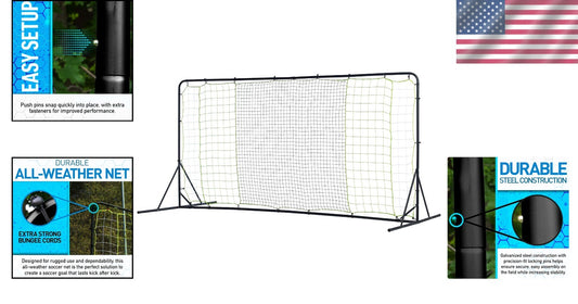 Durable Soccer Rebounder - Tournament Steel Net for Training 12' x 6' & 6' x 4'