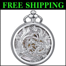 Load image into Gallery viewer, Elegant Mechanical Pocket Watch with Skeleton Dial - Dragon &amp; Phoenix Design