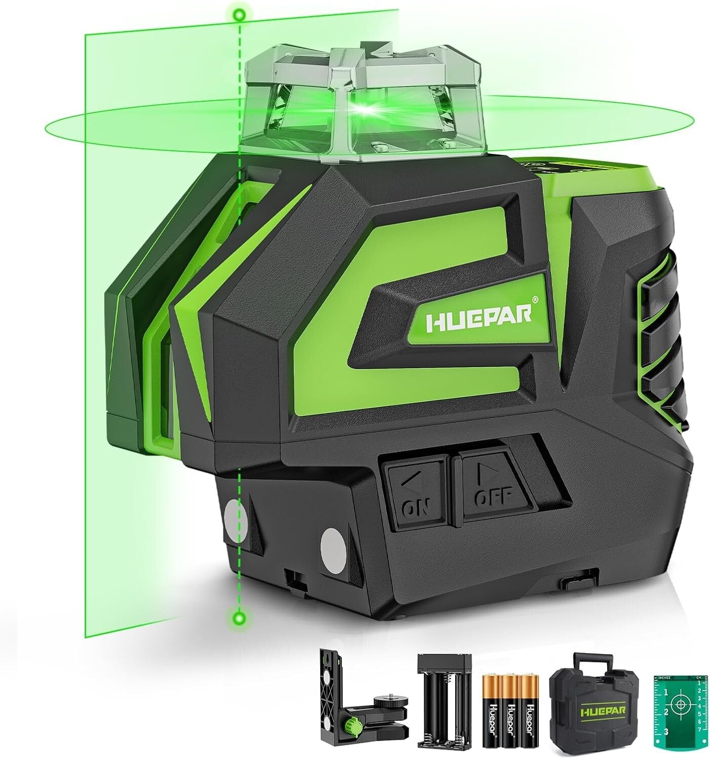 Versatile Green Laser Level with Adjustable Line Brightness & Robust Carry Case