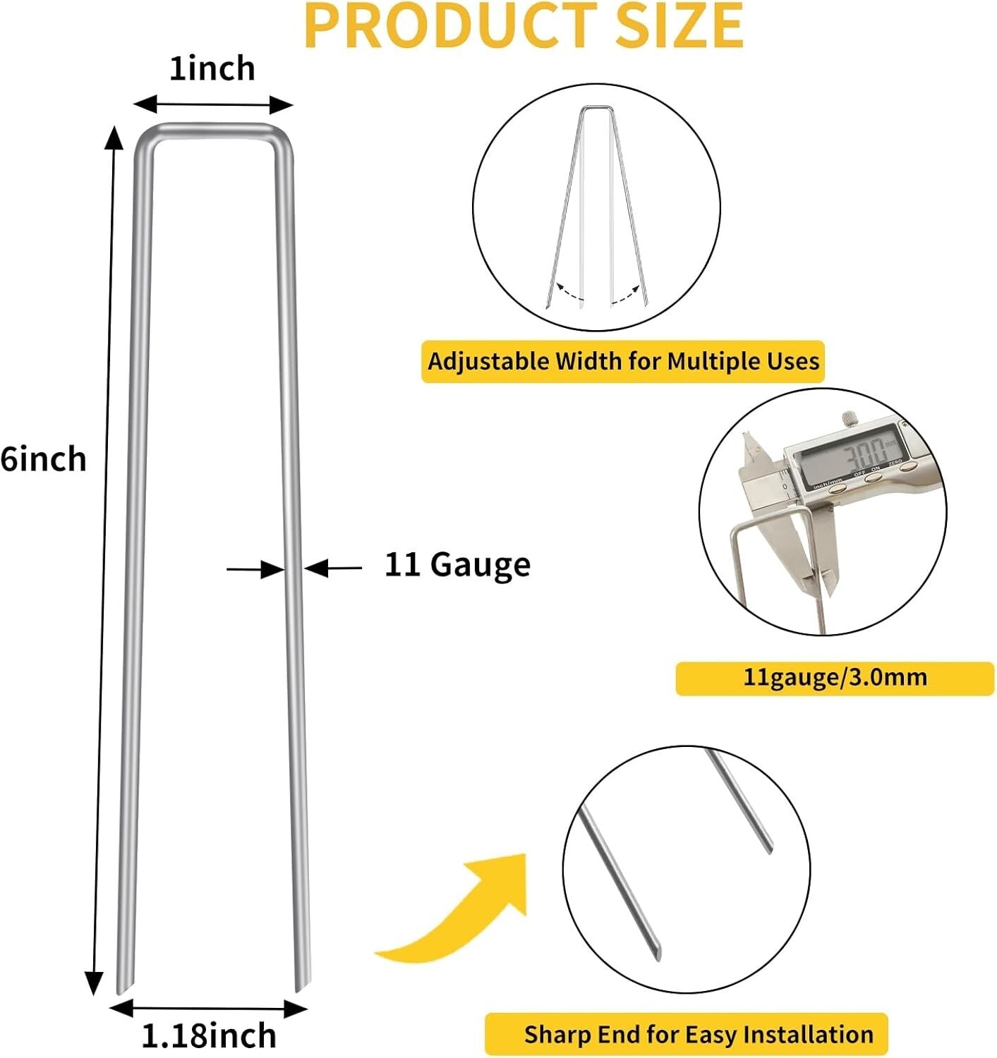 420pcs Galvanized U-Shaped Garden Stakes - 6-Inch for Versatile Outdoor Use