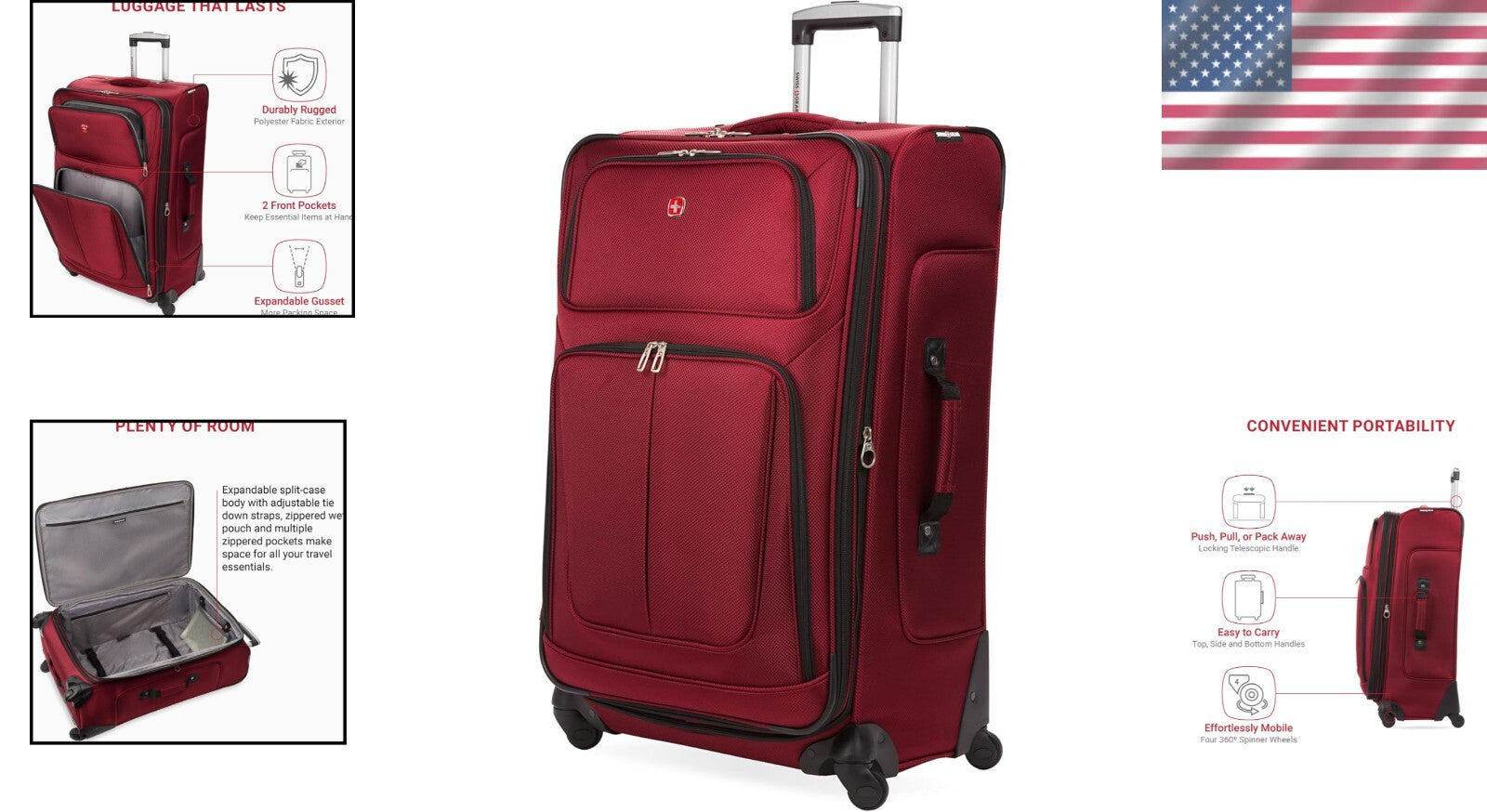Versatile 29-Inch Expandable Burgundy Luggage - Scuff-resistant Travel Essential