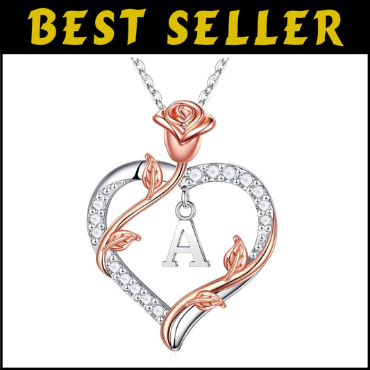 Elegant 925 Sterling Silver Rose Heart Necklace for Women - Gift for Mom & Wife