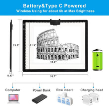 Load image into Gallery viewer, Innovative A3 Rechargeable Light Box with 0-100% Brightness Control and Stand