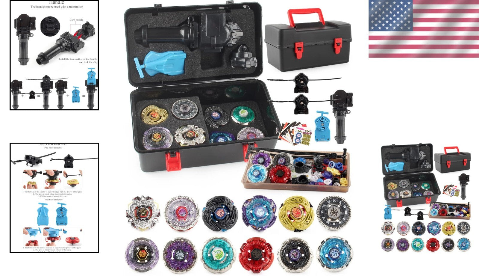 Battling Top Toy Set with 12 Spinning Tops & 3 Launchers - Gift for Kids Ages 6+