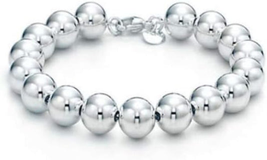 Durable 925 Sterling Silver Ball Bracelet in Multiple Sizes - Timeless Elegance