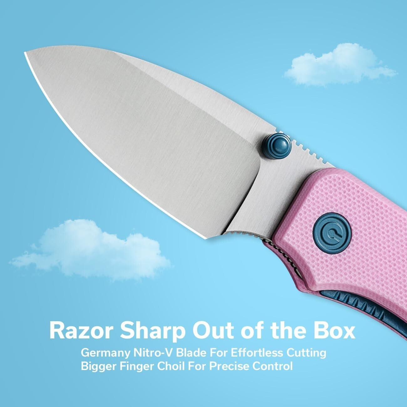 EDC Compact Folding Knife - 2.34" Nitro-V Blade, G10 Handle & Titanium Opener