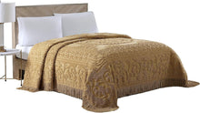Load image into Gallery viewer, Luxurious Gold Chenille King Bedspread with Medallion Design - Vintage Charm