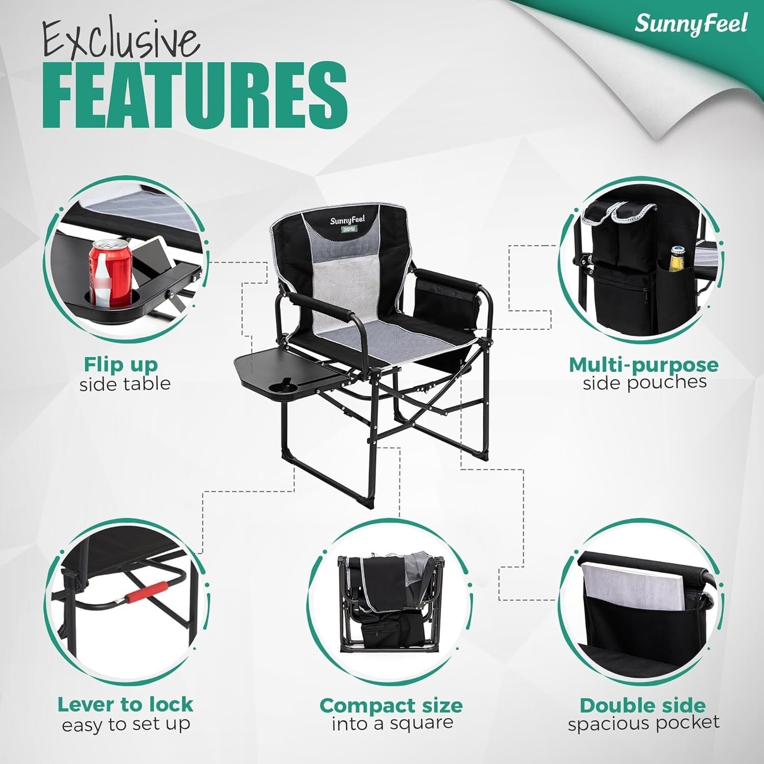 Effortless Setup Heavy Duty Camping Directors Chair - Perfect for Beach & Picnic