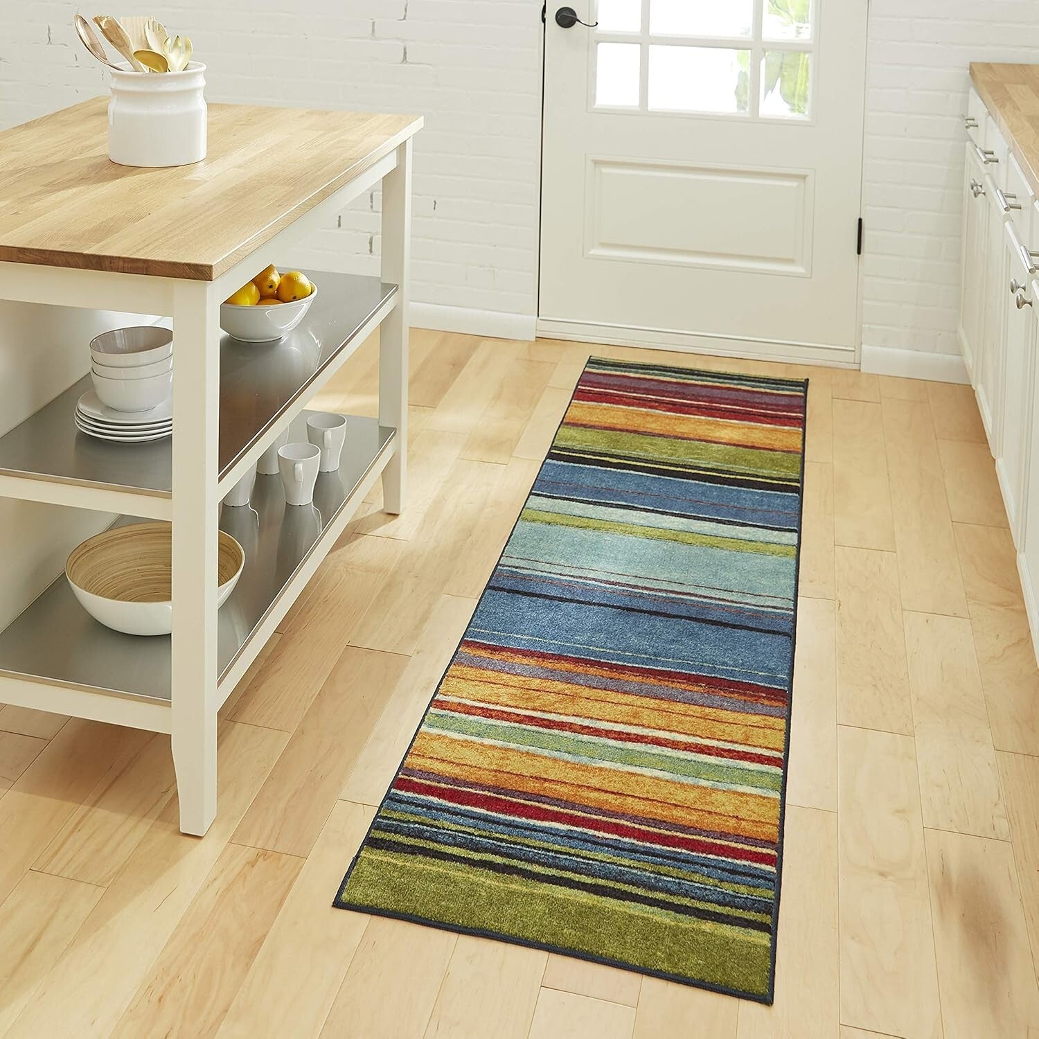 Elegant and Functional 2' x 8' Stain Resistant Stripe Area Rug for Living Spaces