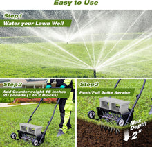 Load image into Gallery viewer, Compact 18-Inch Lawn Aerator with Weight Tray for Improved Soil Penetration