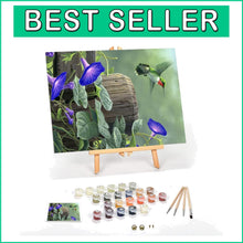 Load image into Gallery viewer, Premium Paint by Numbers Kit for Adults: Hummingbird Canvas with Easel &amp; Brushes