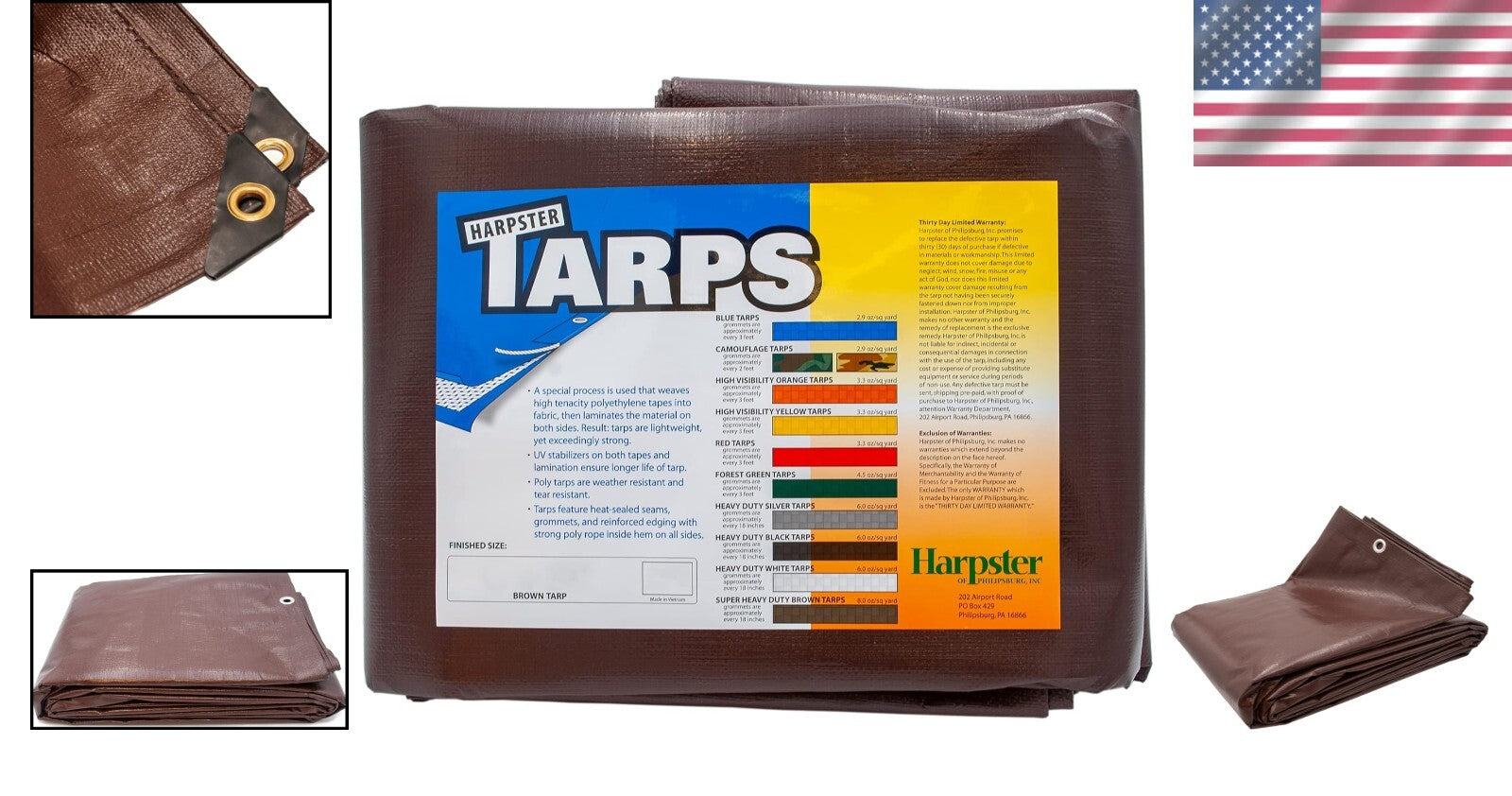 20'x30' Super Heavy Duty Brown Tarp - Waterproof, Tear Resistant & UV Treated