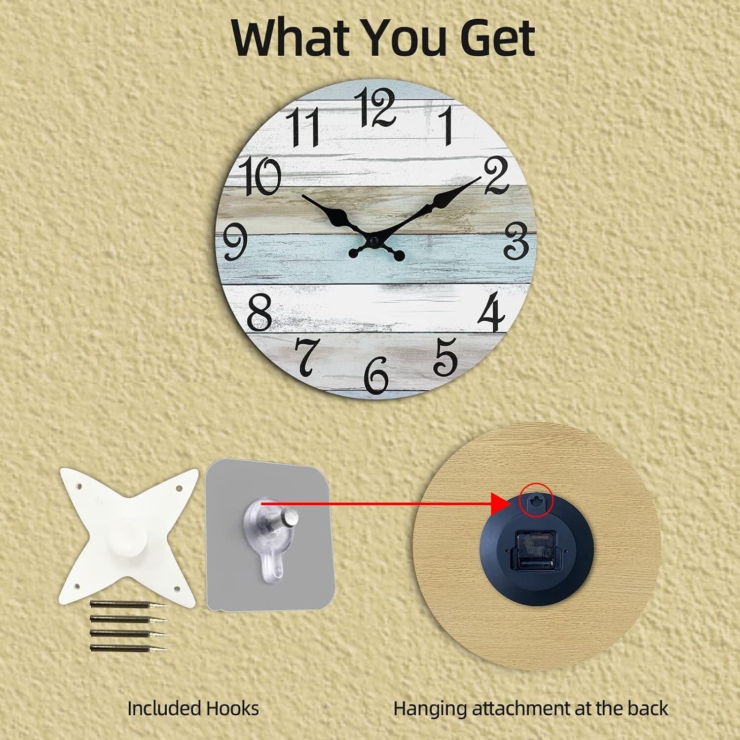 Elegant 16" Battery-Operated Wall Clock - Rustic Decor for Living Room & Office