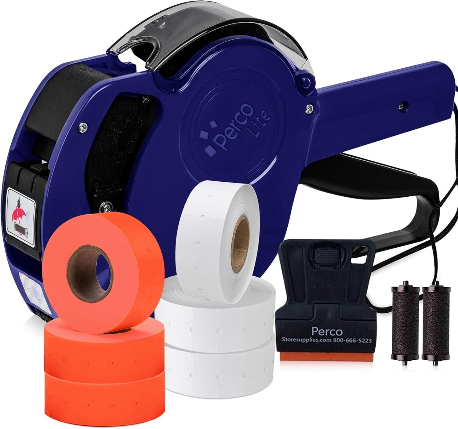 Lite Price Gun Kit: Includes Fluorescent Red Rolls & Easy-Load Labels (6000 pcs)