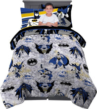 Load image into Gallery viewer, 5 Piece Batman Microfiber Twin Bedding Set - Cozy Sheets and Comforter for Kids