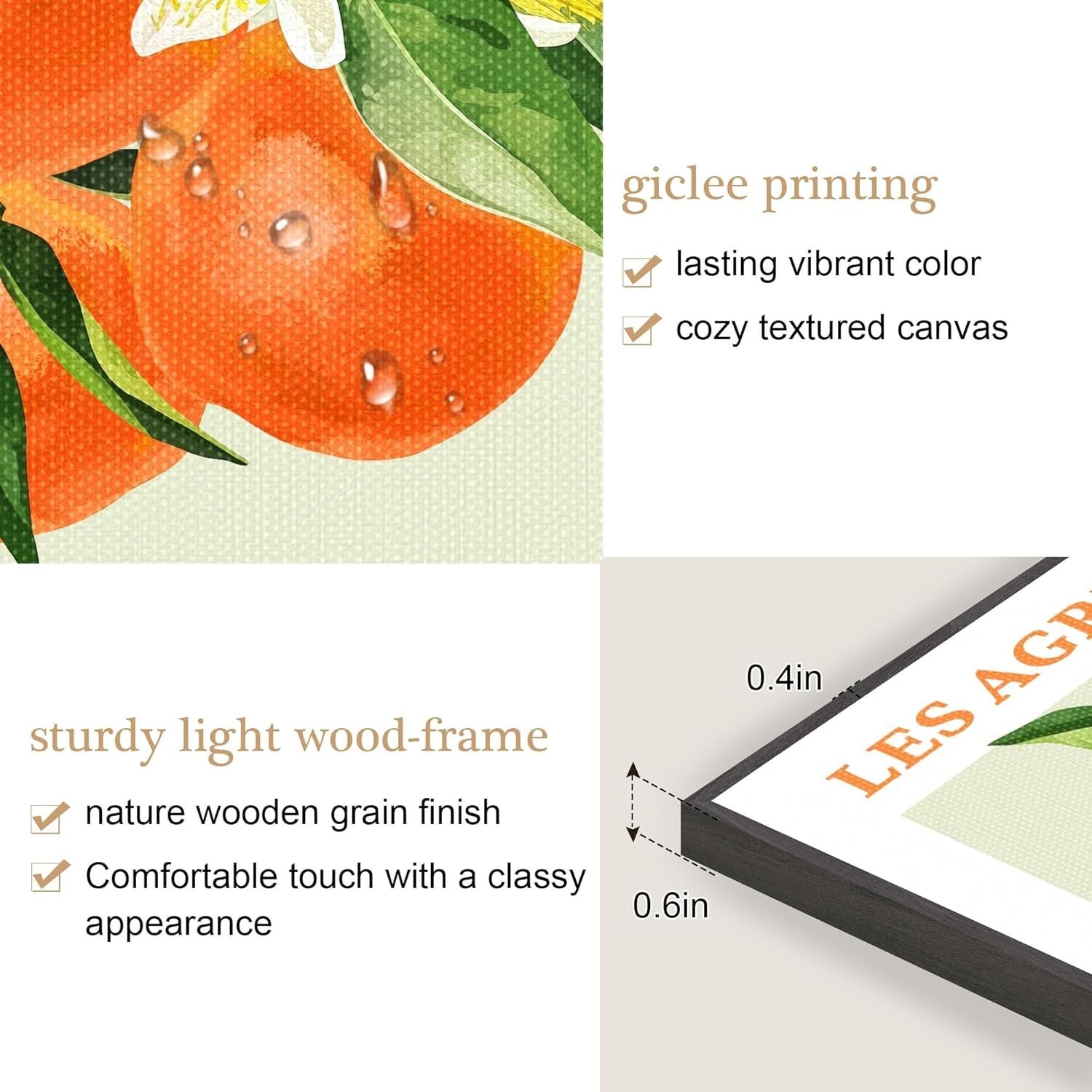 Framed Citrus Fruit Wall Art Set - Refreshing Lemon Prints for Dining Rooms